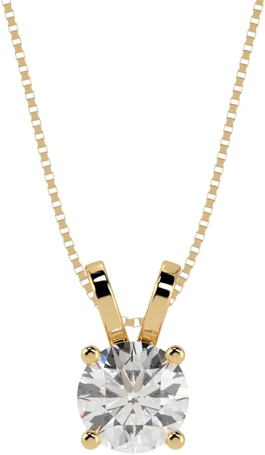 0.5 to 10 Carat 14K White Gold Lab Grown Diamond Solitaire Pendant Necklace